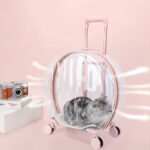 Pull Rod Transparent Cat Bag Rhombic Grid Reinforced Round - Image 2