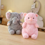 Lazy Series Small Gray Elephant Doll Pig Plush Toy - Image 3