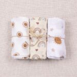3-piece Combination Baby Swaddling Blanket 2-layer Bamboo Fiber Easy To Dry Gauze Towel Thin Summer - Image 8
