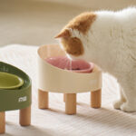Cat Ceramic Food Basin High Foot Oblique Mouth Neck Protection Bowl Anti-tumble