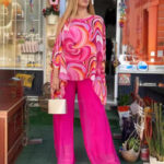 Summer New Colorful Chiffon Suit Casual Round Neck Printed Two-piece Suit - Image 4