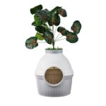 Hidden Fully Enclosed Green Plant Cat House Toilet Litter Box Folding Splash-proof - Image 5