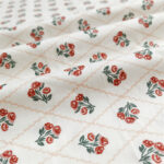 Door Width Diagonal Lattice Small Rose Jujube Red Cotton Twill Fabric - Image 4