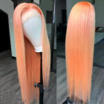 Light Orange Long Straight Hair 134 Front Lace Chemical Fiber High-temperature Fiber Wig Head Cover - Image 2