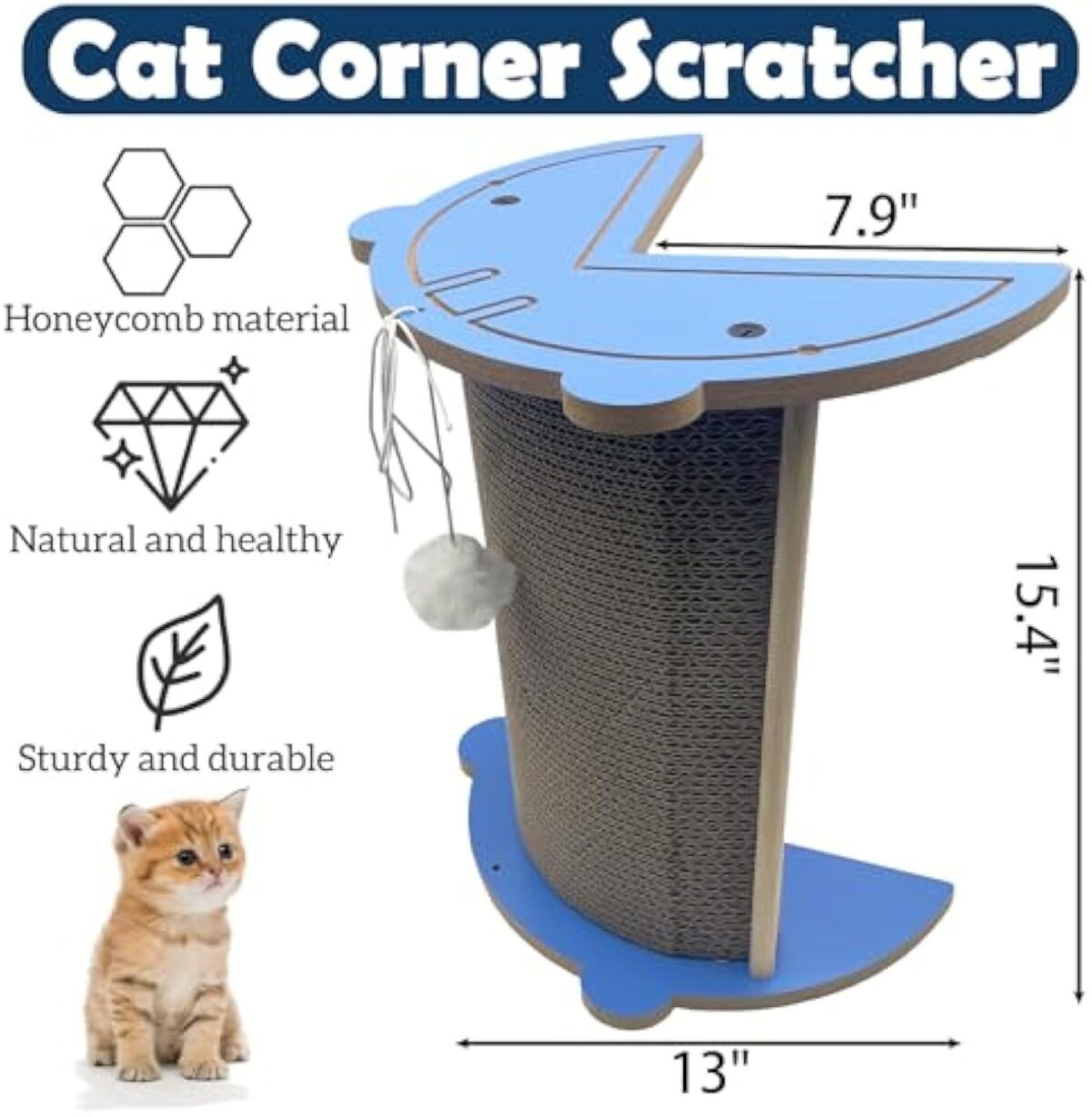 Cat Corner Scratcher Cardboard Kitten Scratching Pad For Wall And Corner Vertical Kitty Scratch Board With Hanging Ball For Indoor Cat Protect Furniture Durable Pet Wear Resistant Mat For Sofa - Image 6