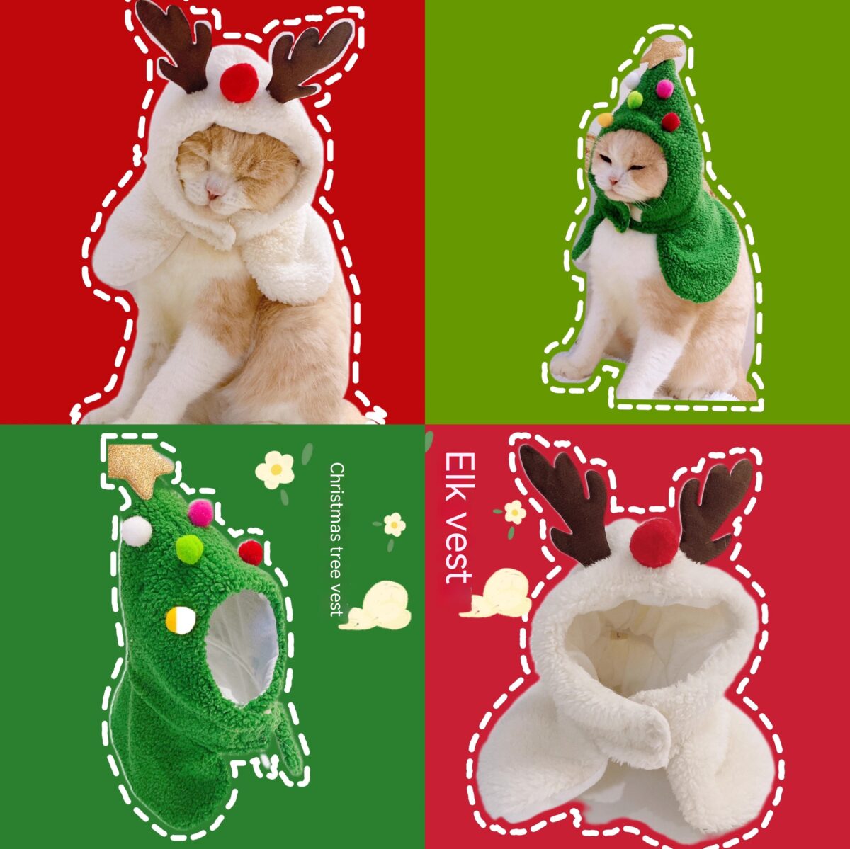 New Year's Antler Christmas Tree Pet Cat Ornaments - Image 2