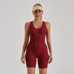 V-neck Skinny Jumpsuit With Crossover Beautiful Back Running With Chest Pad - Image 5