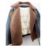 Lamb Wool Stitching Lightweight Down Liner Fleece-lined Denim Coat Women's Short Top Jacket - Image 4