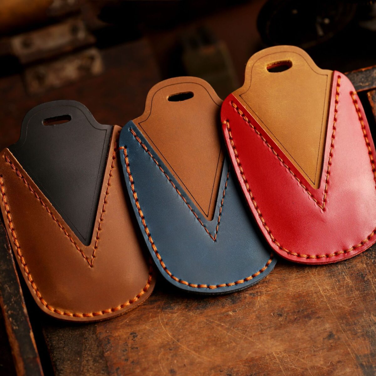 Leather Car Key Case Crazy Horse Leather - Image 10