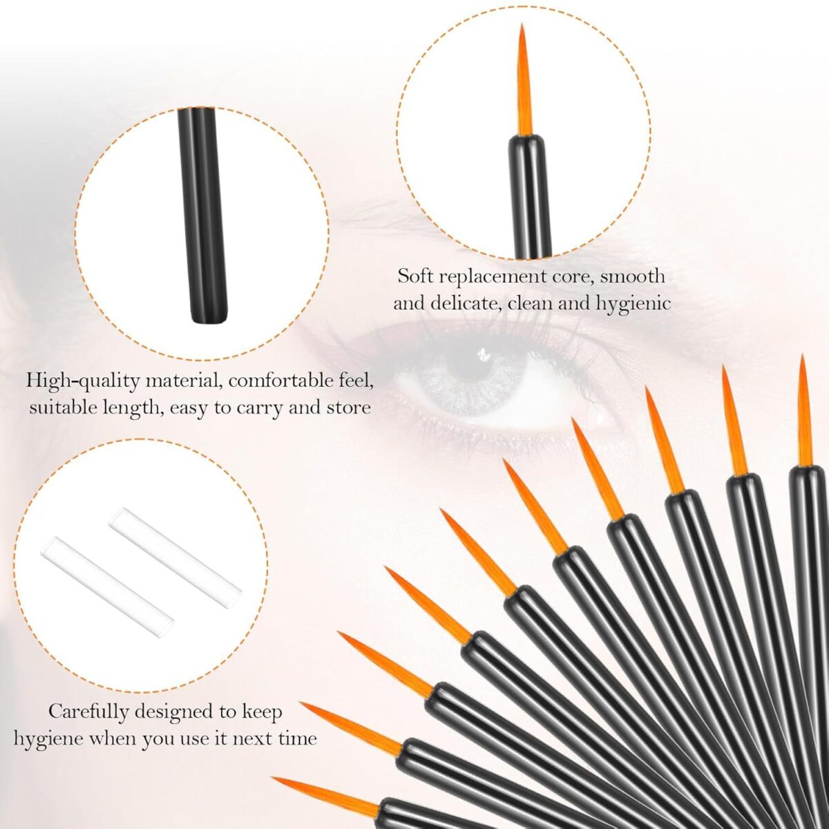 One Hundred Pack Disposable Eyeliner Brushes - Ultra-Fine Point Applicators, Black Cosmetic Eye Wands For Precise Makeup Application - Image 2