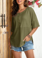 Women's Waffle Knit Top Fashion - Image 5
