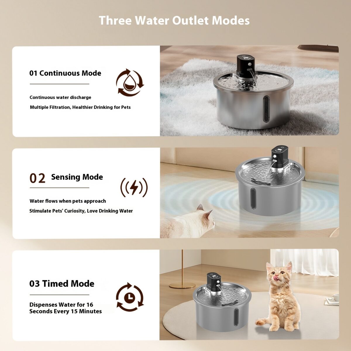 Cat Water Fountain Stainless Steel Constant Temperature Heating Cycle - Image 3