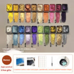Watercolor Traditional Chinese Painting Fine Brush Calligraphy Wrapped Flower Nail Art Solid Gold Powder - Image 7