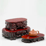 Wooden Base, Redwood And Rare Stone Handicraft Ornament