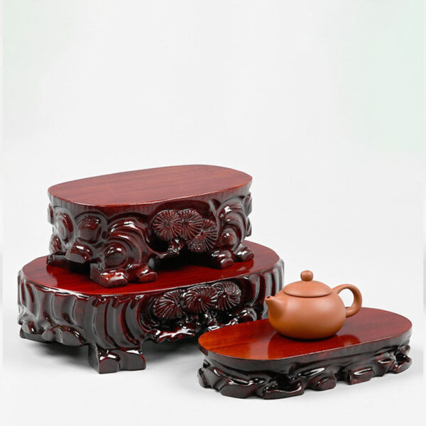 Wooden Base, Redwood And Rare Stone Handicraft Ornament