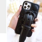 Apple Mobile Phone Case Women's Leather Net Red Wristband Limited Edition Black High-end Luxury New - Image 5