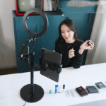 Mobile Phone Tablet Stand Shooting With Fill Light Floor Vertical Folding Rotation - Image 5