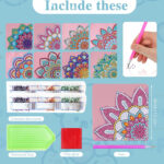 8 PCs PU Leather Handmade Stick-on Crystals Mandala Cornerite Bookmark - Image 3