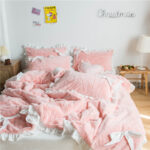 Quilt Cover Three-piece Princess Style Solid Color Bed Sheet - Image 3