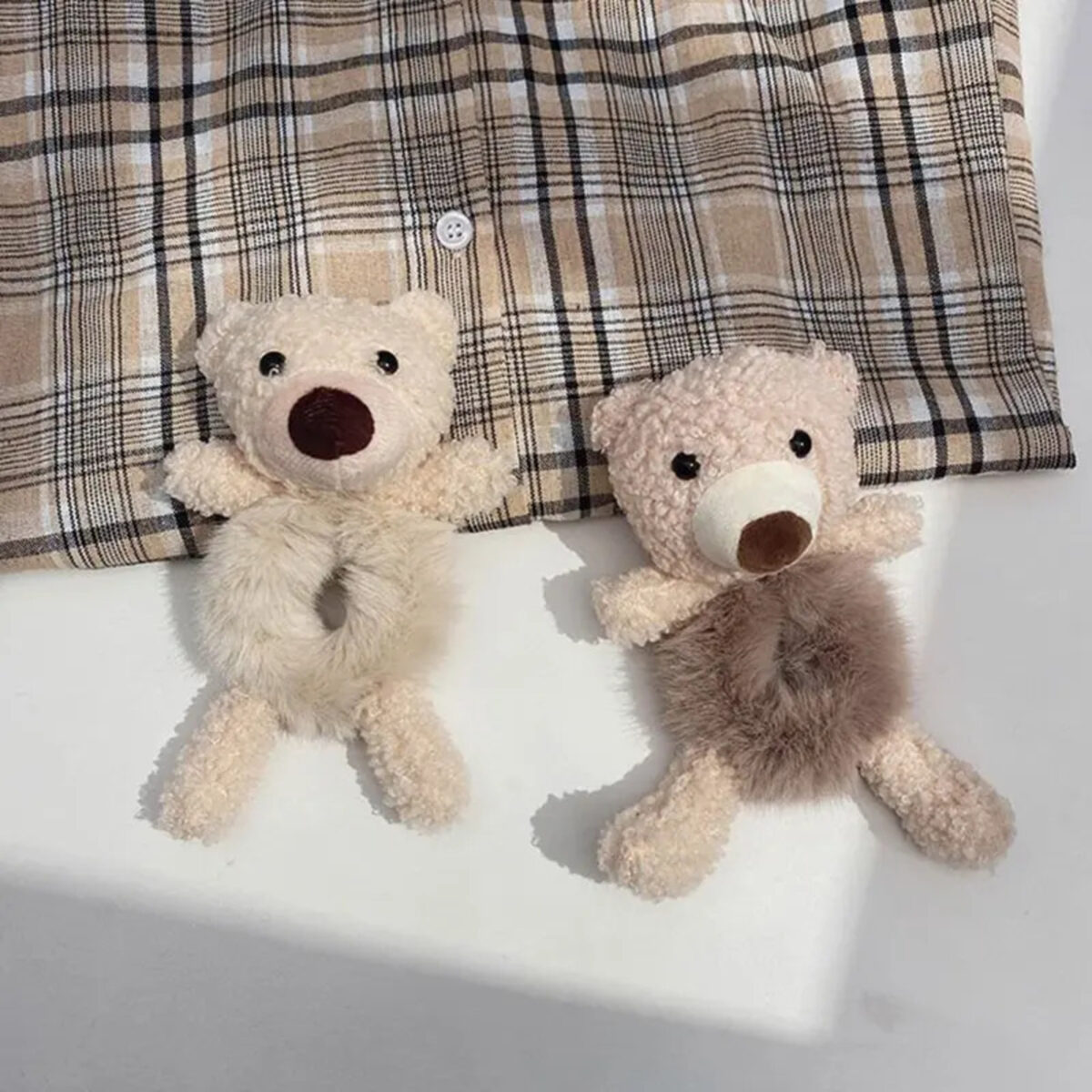 Girls Lovely Scrunchies Cute Bear Hair Band Rabbit Fur Hair Rope Soft Warm Rubber Band Pretty Hair Accessories - Image 4