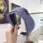 Fabric Diamond-studded Knotted Wide-brimmed Toothed Headband - Image 2