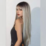 Head Dyed Bangs Long Straight Hair High-temperature Fiber Wigs - Image 3