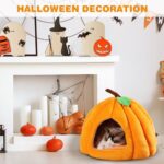 New Pumpkin Cat Bed Cat Beds For Indoor Cats Cute Pumpkin Shape Cat Cave Bed Cat Tent Halloween Cat House Bed Warm Sleeping Bed For Cats Small Dogs - Image 7