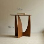 Round Solid Wood Side Table Geometric Designer Corner Table Black Bedside Table - Image 3