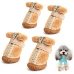 Winter Dog Shoes Plush Dog Booties Cute Ear Decoration Paw Protectors For Outdoor Walking Anti-slip Dog Shoes For Small For Dogs - Image 3