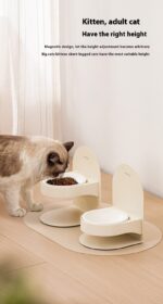 Pet Ceramic Cat Bowl With High Foot And Slanted Mouth For Cervical Protection - Image 6