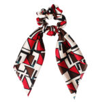 Geometric Hair Band Fashion Satin Big Bow Elastic Horse Tail Ribbon Fabric Large Hair Tie - Image 3