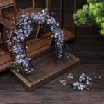 New Bridal Hair Accessories Blue Crystal Hair Band Ear Clip Set - Image 5
