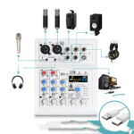 Mancheze4 Mini 4-Channel Sound Card Mixer Bluetooth 88 Effects USB Mixer 4-Channel Recording - Image 5