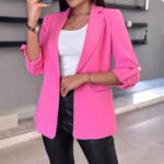 Women's Casual Rolled Sleeves Blazer With Pockets - Image 3