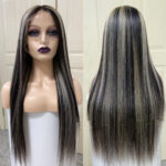 Piano Color Highlight P1bGrey Highlight Straight Wig Human Hair Wig - Image 8