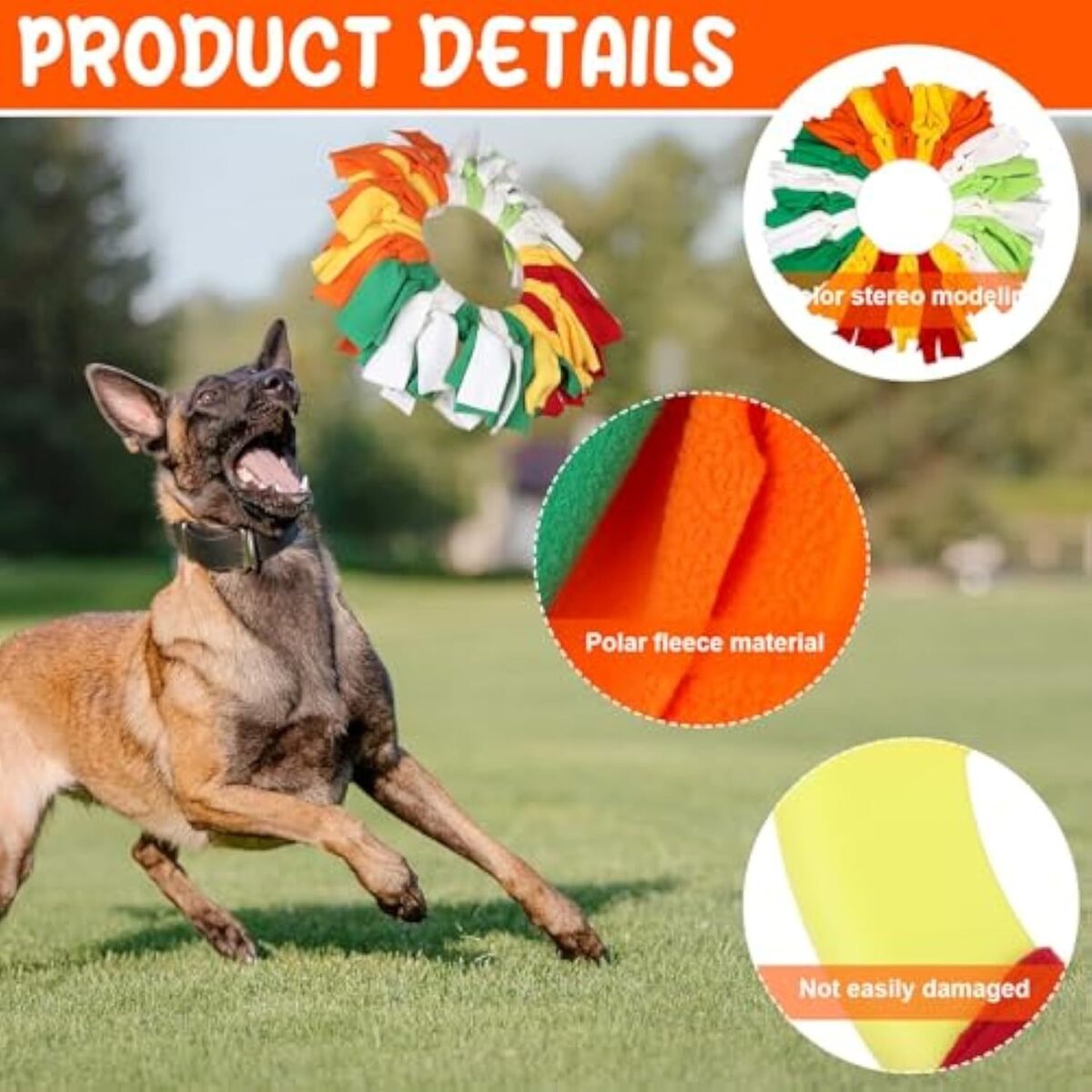Interactive Sniffle Dog Toy For Throwing, Snuffle Pet Flying Disk For Dogs, Dog Flying Toy, Dog Sniffing Collar Toy Soft Polar Fleece Relieve Boredom Sniff Ball Enrichment Toy For Pet - Image 6