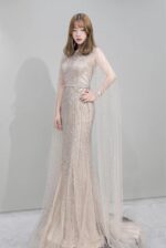 Fishtail Zipper Floating Sleeve Long Host Dress - Image 5