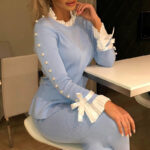 Fashion Blue Stitching Long-sleeved Top - Image 5