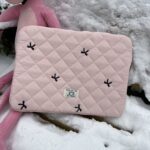 Cute Rhombus Embroidered Bow Notebook Storage Bag - Image 3