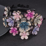 Flower Wide Edge Rhinestone Big Headband High-grade Diamond-studded Color Non-slip Hair - Image 2