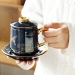 Filtered Tea Ceramic Cup With Lid - Image 2