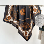 European And American 90cm Printed Large Kerchief Ring Chain Scarf Twill Silk Scarf - Image 8