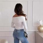 Women's Fashion Shoulder-baring Long-sleeved T-shirt - Image 2