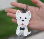 Dreamzoo original West Highland White Terrier Dog Car Key Chain West Highland cowhide dog Zodiac bag Pendant - Image 6