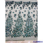 Beautiful Sequins Embroidered French Mesh Tulle Lace African Sequins Fabric - Image 2