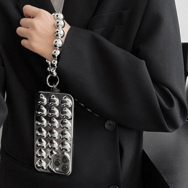 Niche Premium Silver Chain Three-dimensional Love For Apple Phone Case