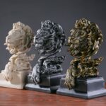 American Retro Animal Copper Lion Head Portrait Resin Craft Ornament Hallway Office Wine Cabinet Decoration - Image 3