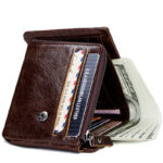 Vintage Crazy Horse Leather Tri-Fold Men's Wallet - Image 2