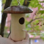 Wooden Bee Mushroom Shape Hummingbird Feeder Pendant - Image 3