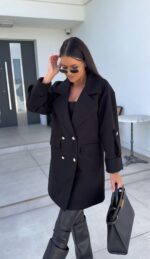 Winter Solid Color Fashion All-match Double-breasted Woolen Coat Women's Clothing - Image 7